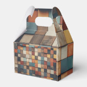 Rustikale farbenfrohe Holzblock-Musteruhr Geschenkschachtel (Rückseite)