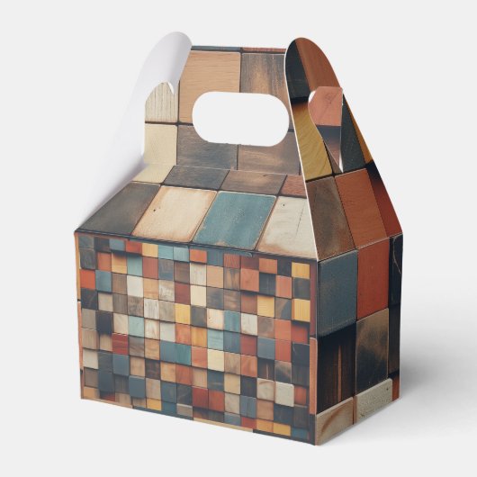 Rustikale farbenfrohe Holzblock-Musteruhr Geschenkschachtel (Vorderseite)