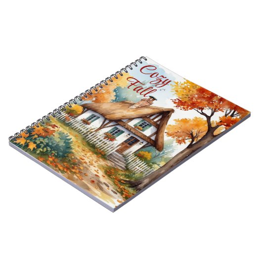 Rustikale farbenfrohe Hütte Bäume Landschaft Notizblock (Linke Seite)
