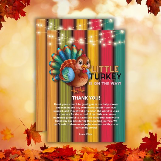 Rustikale, farbenfrohe kleine Türkei Babydusche Dankeskarte