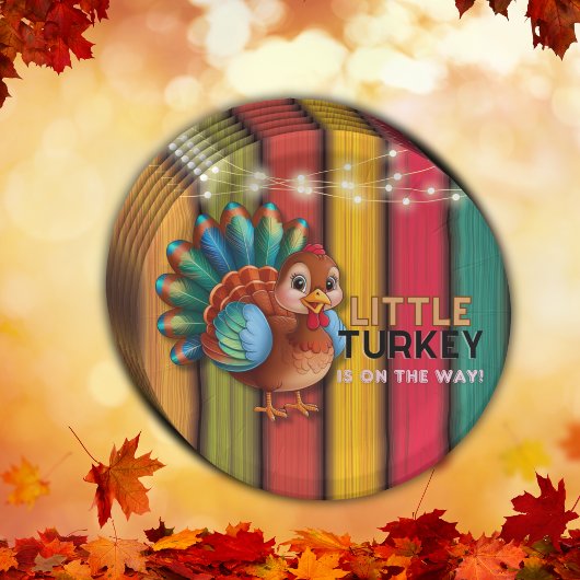 Rustikale, farbenfrohe kleine Türkei Babydusche Pappteller