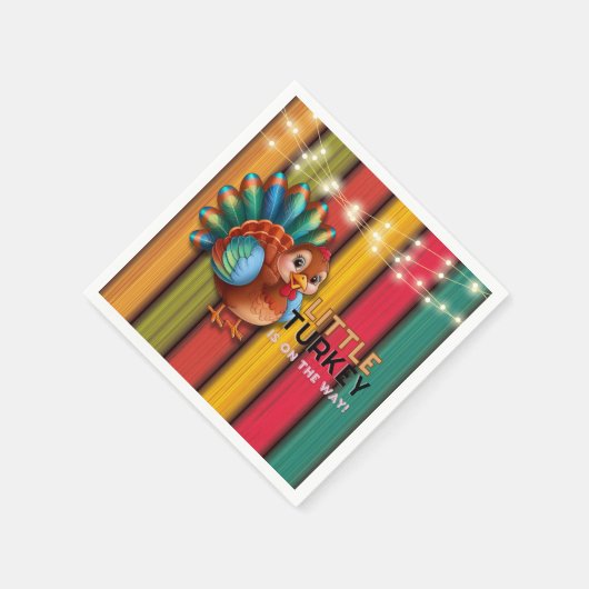 Rustikale, farbenfrohe kleine Türkei Babydusche Serviette (Ecke)