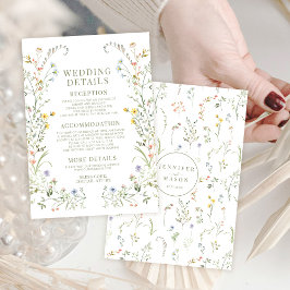 Rustikale farbenfrohe Wildblume Hochzeitsdetails K Begleitkarte