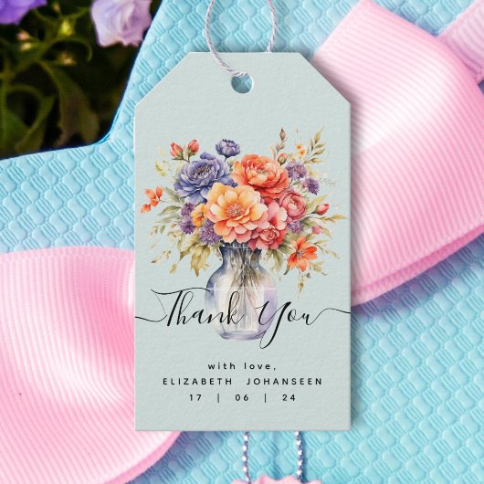 Rustikale farbenfrohe Wildblumen Mason Jar Vielen Geschenkanhänger