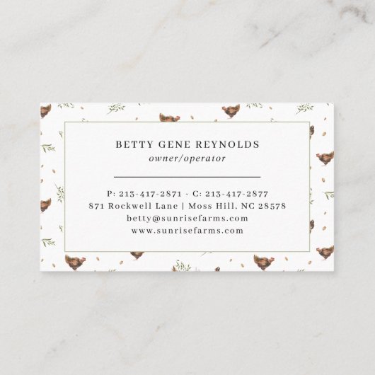 Rustikale Farm & Apiary | Eier und Honig Visitenkarte (Rückseite)