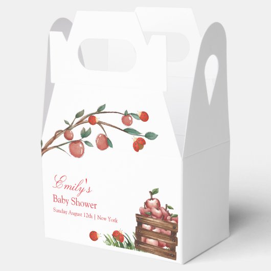 Rustikale Farm Ladybug Apple Girl Babydusche Geschenkschachtel (Geöffnet)