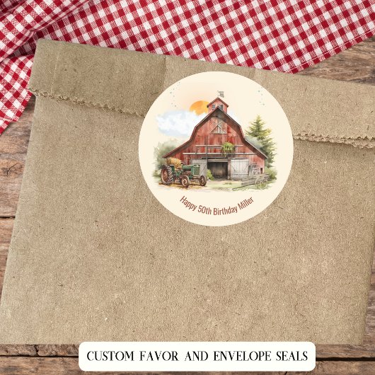 Rustikale Farm Ranch 50. Geburtstag Runder Aufkleber