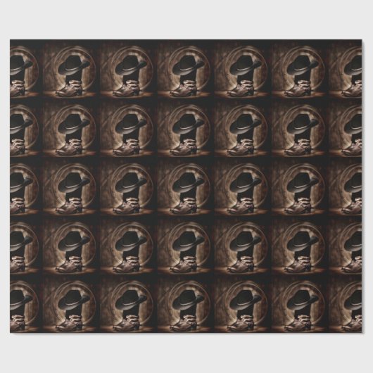 rustikale Farm Rodeo Western Cowboystiefel Geschenkpapier (Flach)