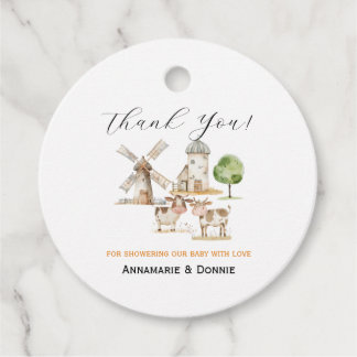 Rustikale Farm Scene Gender Neutral Baby Dusche | Geschenkanhänger
