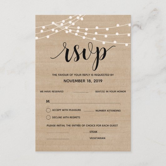 Rustikale Farm-Streichellichter Hochzeitskarte rsv Begleitkarte (Vorderseite)