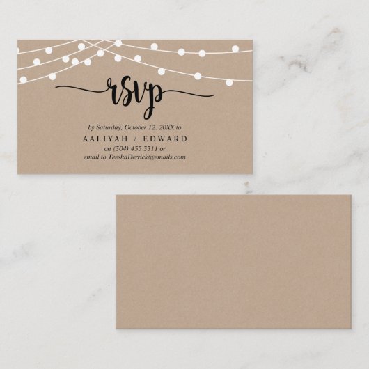 Rustikale Farm String Lichter, Schwarz, UAWG respo Begleitkarte (Vorne/Hinten)