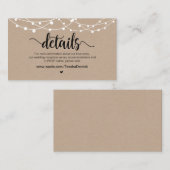 Rustikale Farm String Lights, Hochzeitdetails Begleitkarte (Vorne/Hinten)