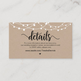 Rustikale Farm String Lights, Hochzeitdetails Begleitkarte