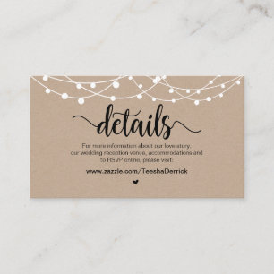 Rustikale Farm String Lights, Hochzeitdetails Begleitkarte