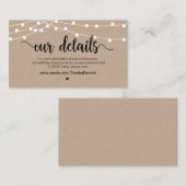 Rustikale Farm String Lights, Hochzeitdetails Begleitkarte (Vorne/Hinten)
