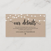 Rustikale Farm String Lights, Hochzeitdetails Begleitkarte (Vorderseite)