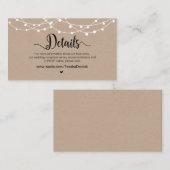 Rustikale Farm String Lights, Hochzeitdetails Begleitkarte (Vorne/Hinten)