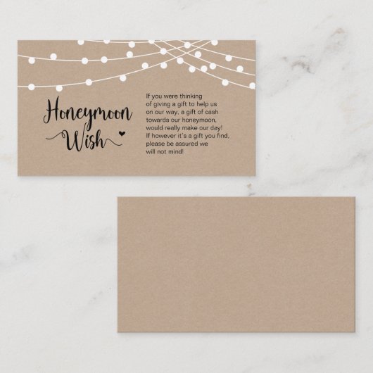 Rustikale Farm String Lights, Kraft, Honeymoon Wis Begleitkarte (Vorne/Hinten)