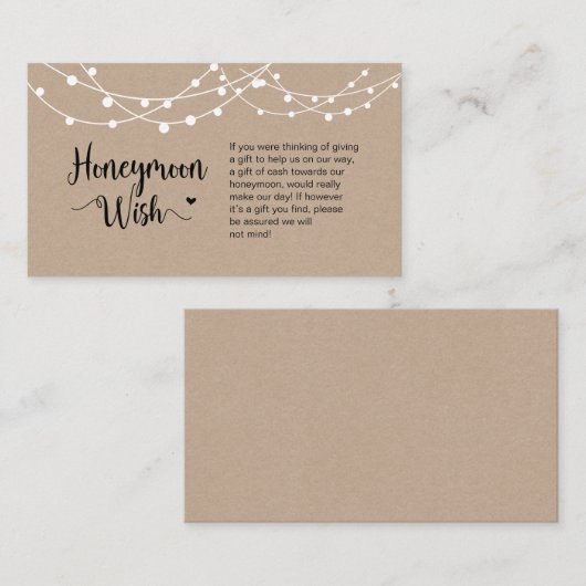 Rustikale Farm String Lights, Kraft, Honeymoon Wis Begleitkarte (Vorne/Hinten)