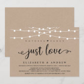 Rustikale Farm String Lights, Kraft Wedding Elopem Einladung (Vorne/Hinten)