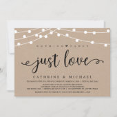 Rustikale Farm String Lights, Kraft Wedding Elopem Einladung (Vorderseite)