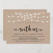 Rustikale Farm String Lights, Kraft Wedding Elopem Einladung (Vorne/Hinten)