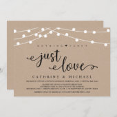 Rustikale Farm String Lights, Kraft Wedding Elopem Einladung (Vorne/Hinten)
