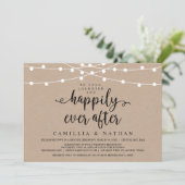 Rustikale Farm String Lights, Kraft Wedding Elopem Einladung (Stehend Vorderseite)