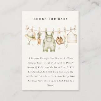 Rustikale Farm-Wäscheleine Bücher Für Baby Shower Begleitkarte