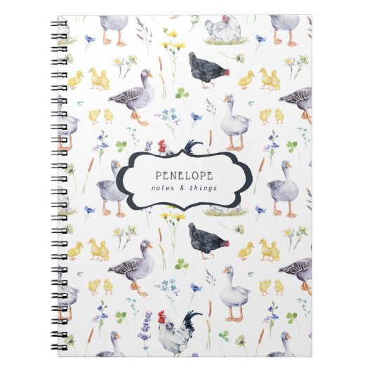 Rustikale Farmhaus-Hühner | Monogramm-Notizbuch Notizblock (Vorderseite)