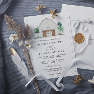 Rustikale Farmhouse Elegante Scheune QR-Code Hochz Einladung