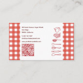 Rustikale Farmhouse-Gingham-QR-Code-Bäckerei Visitenkarte (Rückseite)