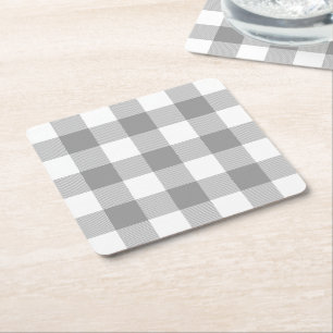 Rustikale Farmhouse-Graue Büffel-Karo-Plaid Rechteckiger Pappuntersetzer