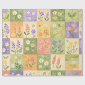 Rustikale Farmhouse-Grün- und Lila-Quilt-Patchwork Geschenkpapier (Flach)
