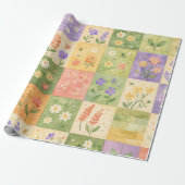 Rustikale Farmhouse-Grün- und Lila-Quilt-Patchwork Geschenkpapier (Ungerollt)