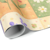 Rustikale Farmhouse-Grün- und Lila-Quilt-Patchwork Geschenkpapier (Rolleneckpunkt)