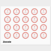 Rustikale Farmhouse-Rot-Gingham-Backwaren-Labels Runder Aufkleber (Blatt)