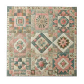 Rustikale Farmhouse-Salbei-Grüne Patchwork-Quilt-B Fliese (Vorderseite)