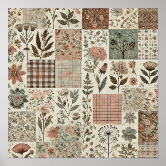 Rustikale Farmhouse-Salbei-Grüne Patchwork-Quilt-B Poster (Vorne)