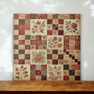 Rustikale Farmhouse-Terrakotta-Quilt-Patchwork-Blu Fliese