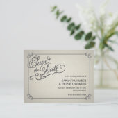 Rustikale Fasscreme Save the Date Ankündigungspostkarte (Stehend Vorderseite)