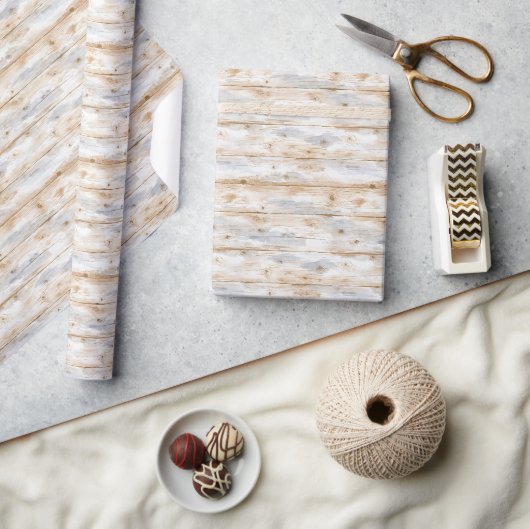 Rustikale Faux-Cream-Grau-Holz (kein echtes Holz) Geschenkpapier (Kunsthandwerk)