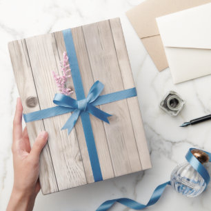 Rustikale Faux-Cream-Weiße Holzhochzeit Geschenkpapier