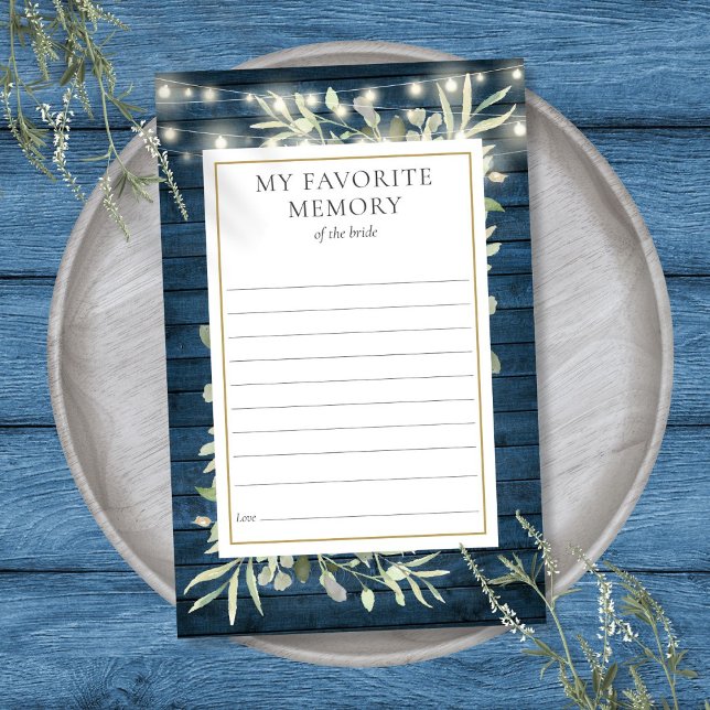 Rustikale Favoritenkarte für das Brautparty Speich (Rustic Favorite Memory Greenery Bridal Shower Card)