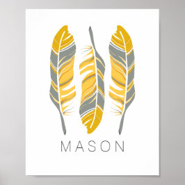 Rustikale Feathers Bleibe Wild Personalisierte Mau Poster