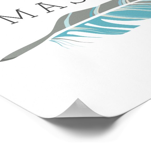 Rustikale Feder | Blue Personalisiert Name Wall Ar Poster (Ecke)