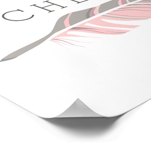 Rustikale Feder | Pink Personalisiert Name Wall Ar Poster (Ecke)