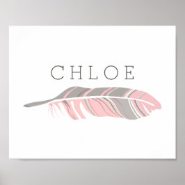 Rustikale Feder | Pink Personalisiert Name Wall Ar Poster