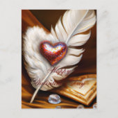 Rustikale Feder und Herzvalentin Postkarte (Vorderseite)