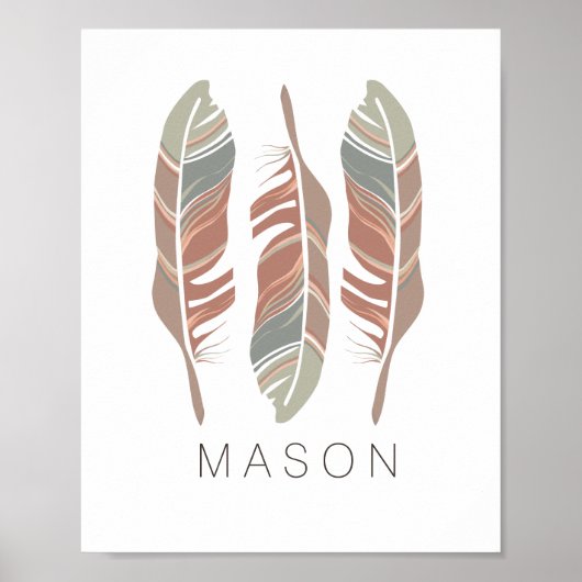 Rustikale Federn Personalisierte Boy Wall Art Prin Poster (Vorne)